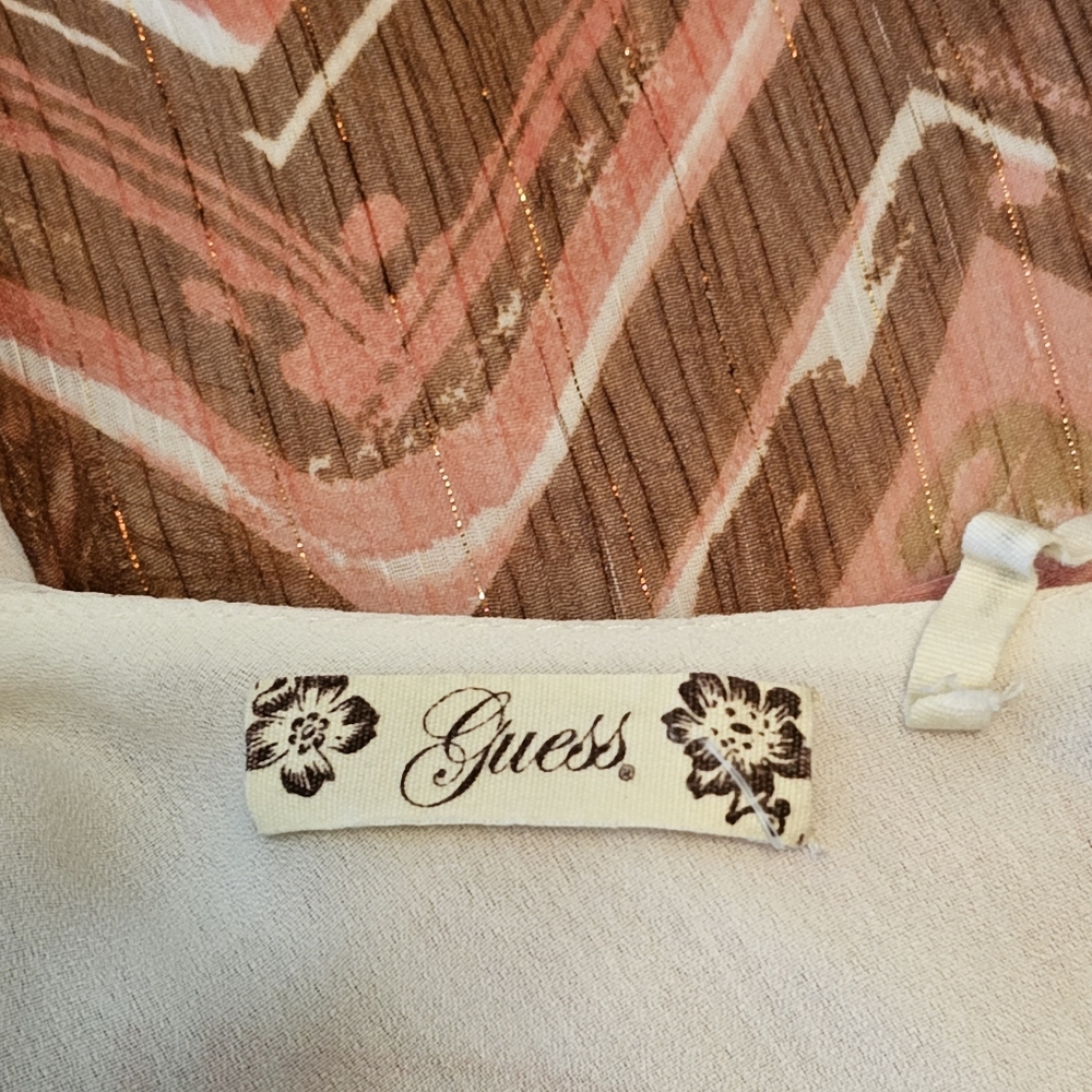 Guess Chevron Coral Sleeveless Top Size Medium - Picture 5 of 14